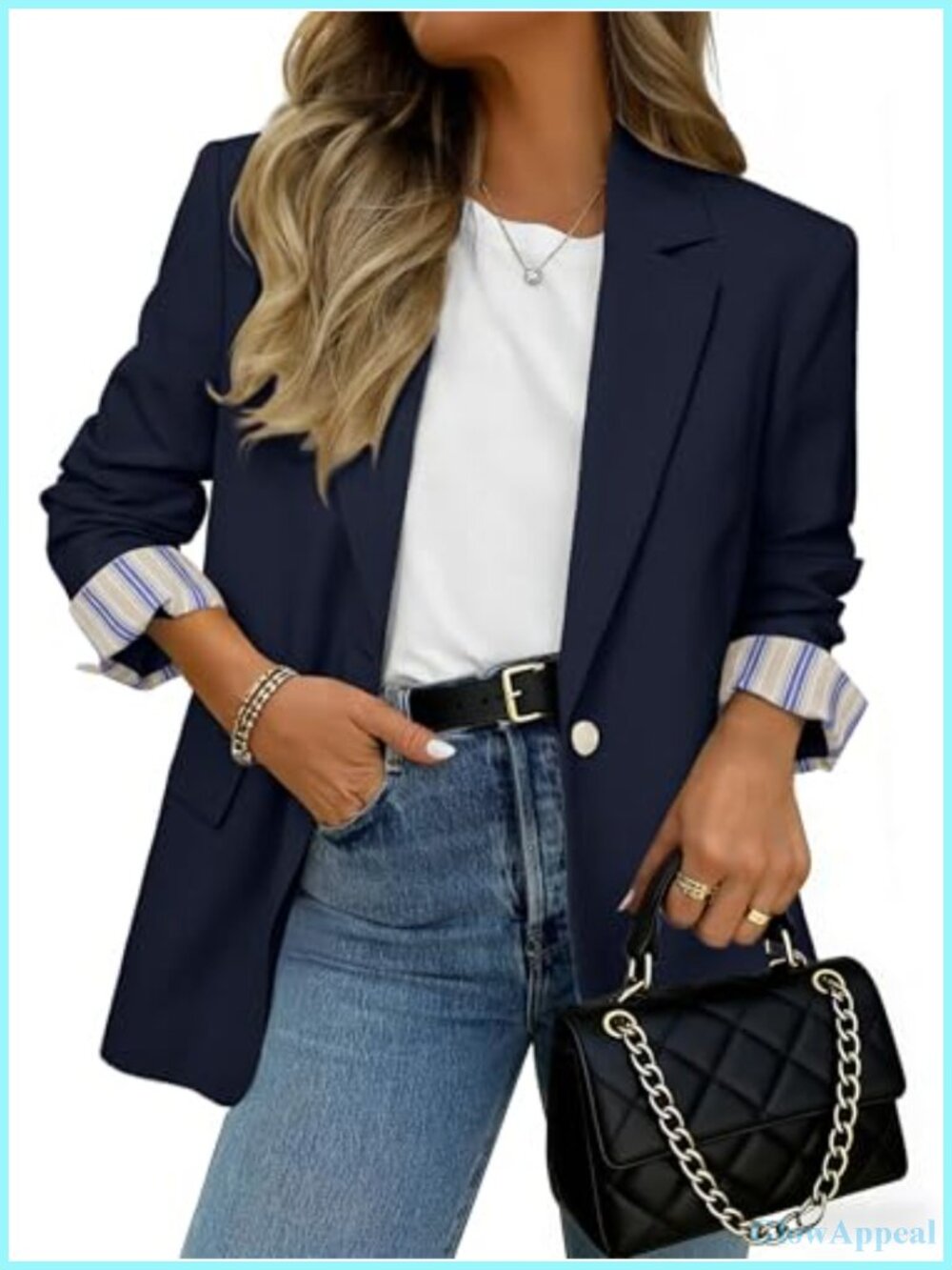 Women's Lightweight One Button Blazer Long Sleeve Business Suit Jacket